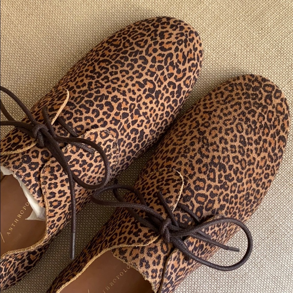 Anthropologie Hart Lace-Up Oxfords Leopard Shoes